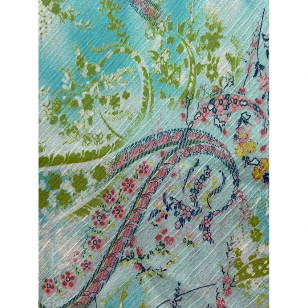 Khaki Krew‎ Mini Skirt Womens Small Turquoise Paisley Floral Cottage USA Garden
